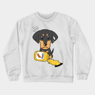 Cute dachshund Spilled a jar of mustard sauce Crewneck Sweatshirt